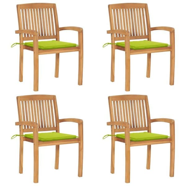 Maison Exclusive - Stapelbara trädgårdsstolar med kuddar, set om 4, i solid teak