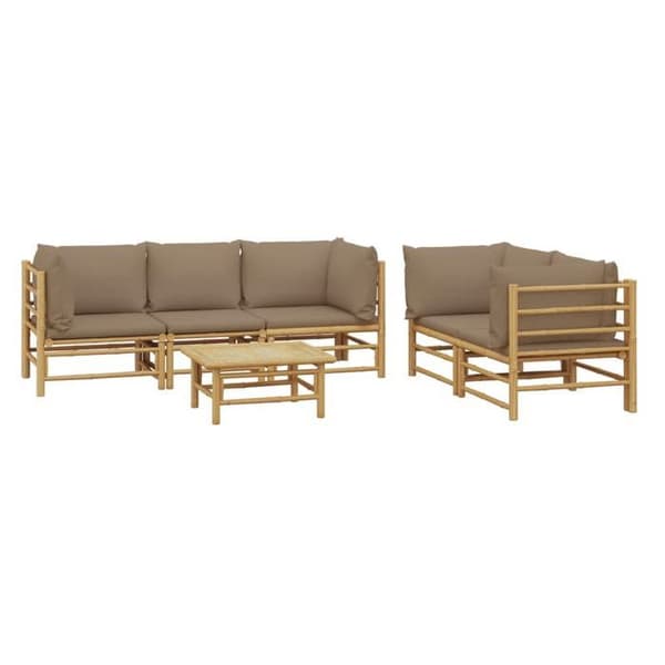 Maison Exclusive - Trädgårdsmöbler 6 delar med taupe kuddar i bambu