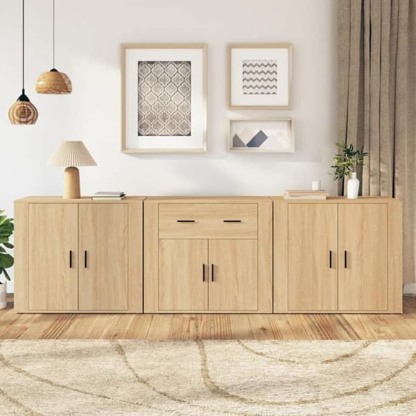 Maison Exclusive - Bufféer 3 st Sonoma ek Ingenjörsträ