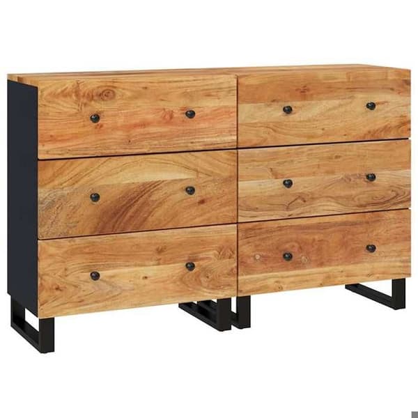 Maison Exclusive - Bufféer 2 st 60x33x75 cm massiv akaciaträ