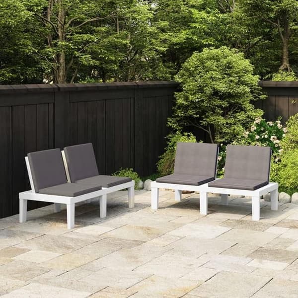 Maison Exclusive - Trädgårdsoffor med kuddar, set om 2, Vit Plast Vit