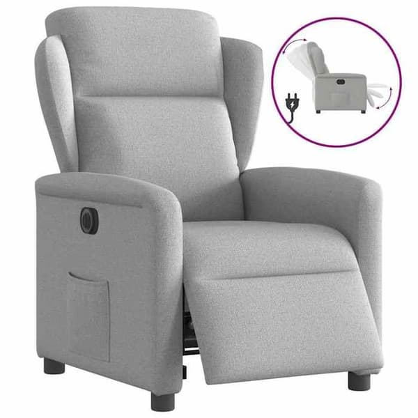 Maison Exclusive - Elektrisk recliner i lysegrå stof