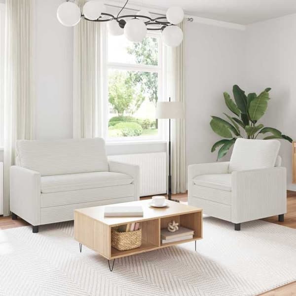 Maison Exclusive - 2 kpl sohvasetti, kerma polyesteri Grädde