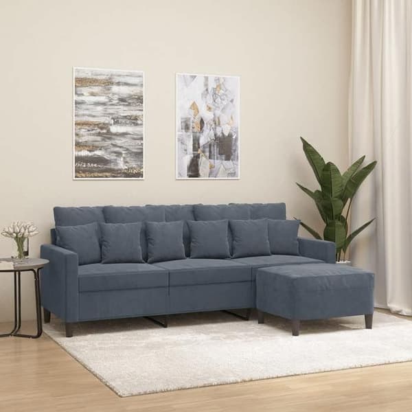 3-paikkainen sohva - MAISON EXCLUSIVE - Maison Exclusive - Tummanharmaa - Sametti - Jalkatuki 180 cm Mörkgrå