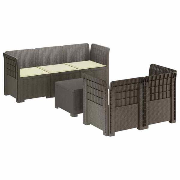 Havemøbel - EKSKLUSIVT HUS - 5 pladser - Rattan-look PP - UV/vejrbestandig - Grå