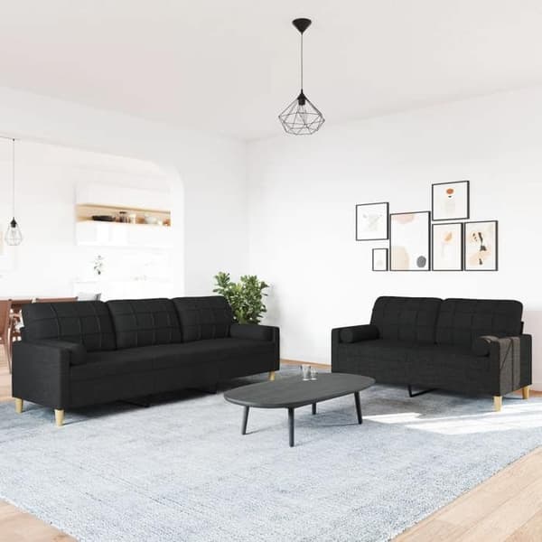 Maison Exclusive - Sæt af 2 sofaer med dekorative puder i sort stof