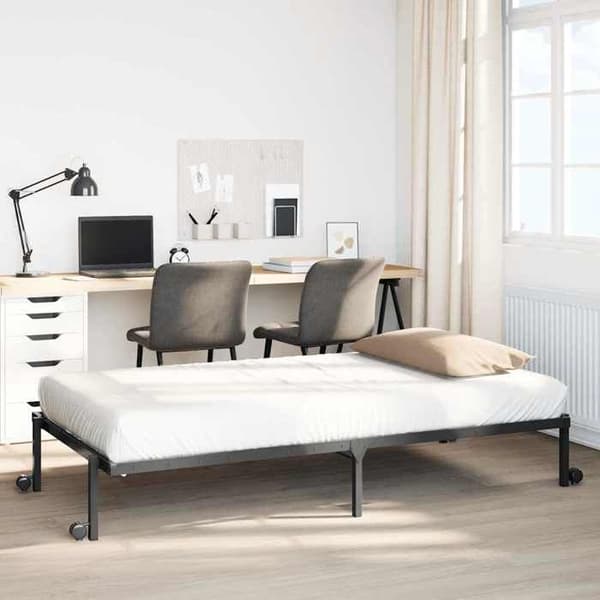 Sengestel - EKSKLUSIV HUS - 100 x 190 cm - Stål - Sammenklappelig - Lamelseng Svart