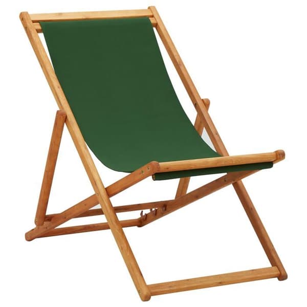 Maison Exclusive - Strandstol i eucalyptus træ og grøn stof