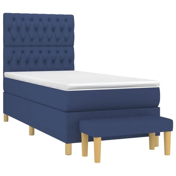 Maison Exclusive - Sengestel med springmadras Blå 90x200 cm Stof