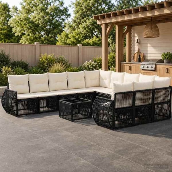 Maison Exclusive - 12 stk. have-sofa sæt i sort og creme hvid