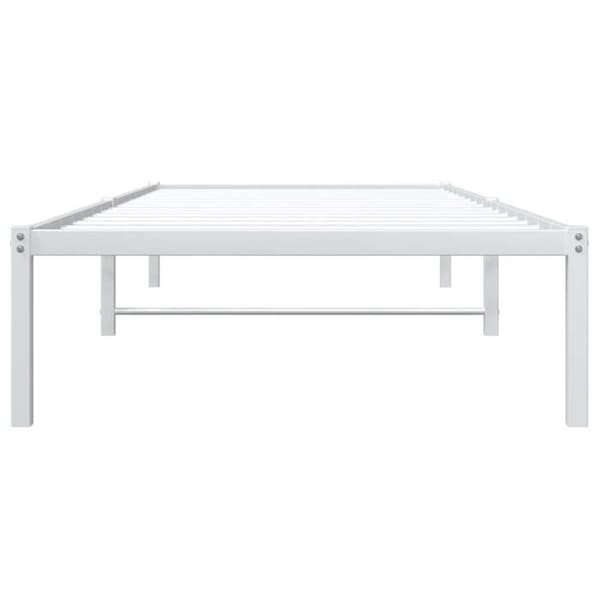 Sengestel - EKSKLUSIV HUS - 90 x 190 cm - Hvid metal - Lamelseng - Opbevaring under seng Vit