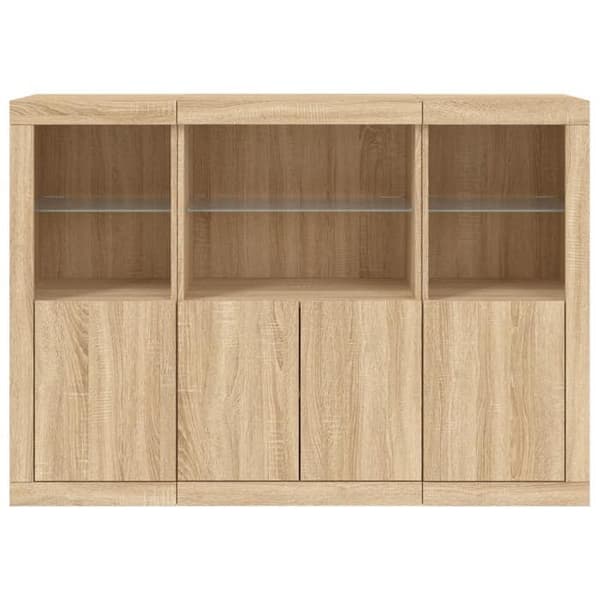 Maison Exclusive - Buffet med LED-lys 3 stk. Sonoma eg ingeniørtræ