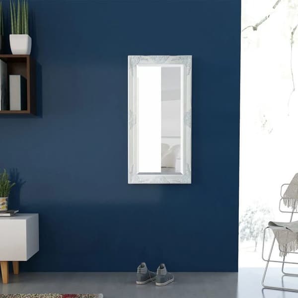 Maison Exclusive - Barockstil väggspegel 100x50 cm vit Matt vit