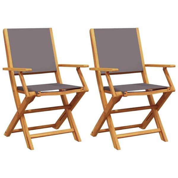 Maison Exclusive - Fällbara stolar 2 stycken Antracit Massivt akaciaträ och tyg