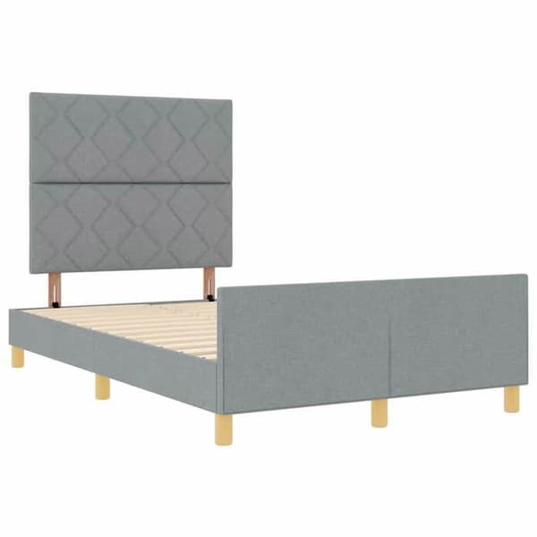 Sängram - EXKLUSIV HEM - 120 x 190 cm - Ljusgrå sammet - Förvaring - Lattenbotten Ljusgrått