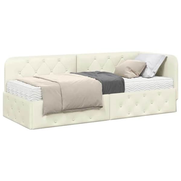 Maison Exclusive - Hörnsängram Creme 80 x 200 cm Sammet Grädde