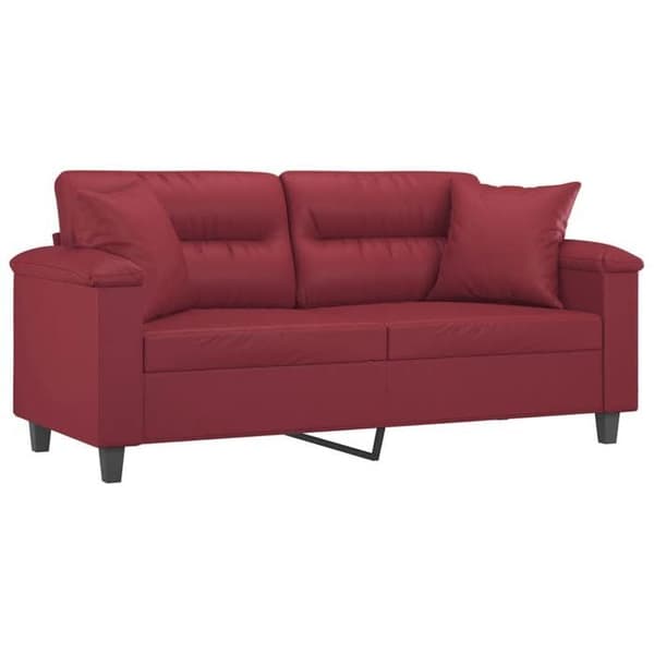 Maison Exclusive - Soffa 2 platser med bordeaux kuddar 140 cm konstläder