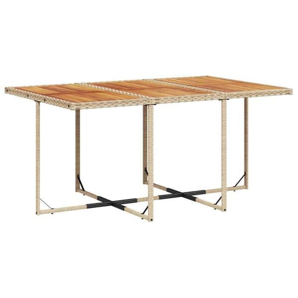 Maison Exclusive - Trädgårdsset med matbord och kuddar 11 delar beige polyrotting