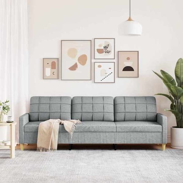 3-paikkainen sohva - MAISON EXCLUSIVE - 210 cm - Polyesterikangas - Vaaleanharmaa - Metallirunko Ljusgrått