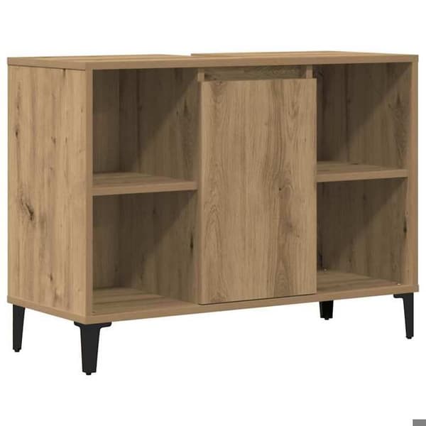 Maison Exclusive - Håndlavet egetræ vaskeskab 80x33x60 cm ingeniørtræ