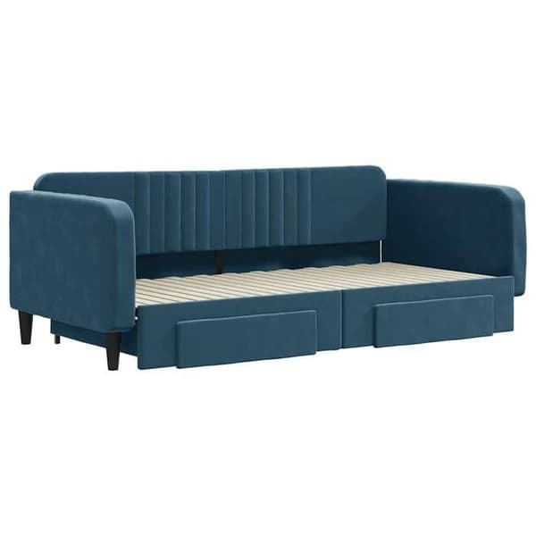 Vuodesohva - MAISON EXCLUSIVE - 100x200 cm - vuodevaatelaatikolla - 2 laatikkoa - sininen sametti Blå