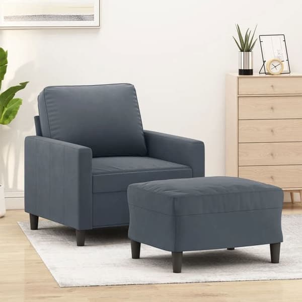 Maison Exclusive - Fåtölj med fotpall Mörkgrå 60 cm Sammet Mörkgrå