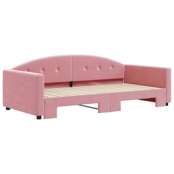 Maison Exclusive - Dagbädd med utdragbar säng rosa 100x200 cm sammet rosa