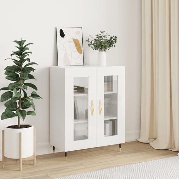 Maison Exclusive - Buffé Vit glänsande 69,5x34x90 cm Ingenjörsträ