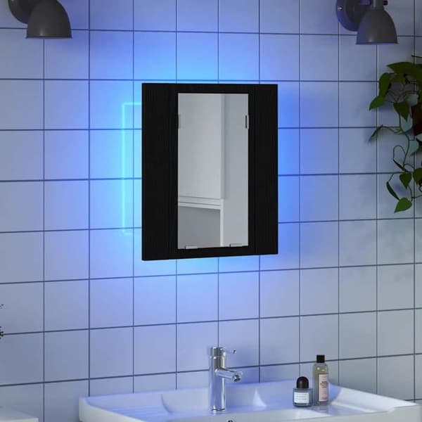 Maison Exclusive - Badeværelsesskab med LED-spejl i sort eg