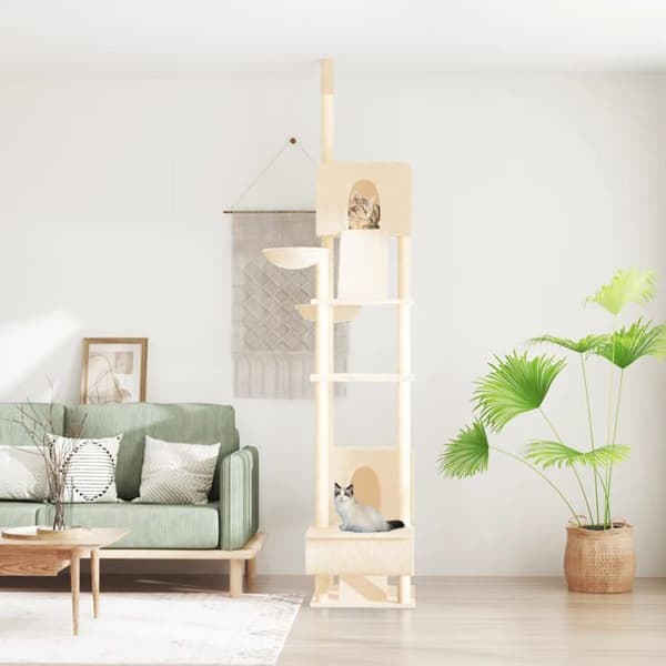 Maison Exclusive - Gulv-til-loft kattekradsetræ Creme 277-303 cm Grädde