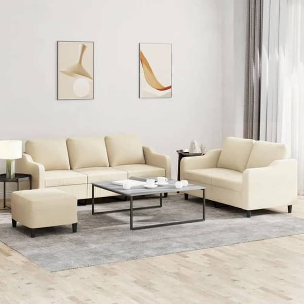 Maison Exclusive - Sæt af 3 sofaer med puder Creme Stof