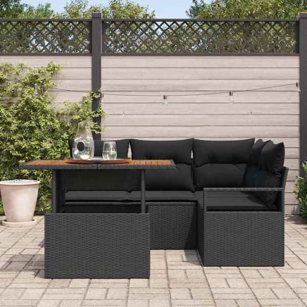 Havemøbel sæt - MAISON EXCLUSIVE - 5 dele - Sort poly rattan - Modulerbart - Indbygget opbevaring Svart