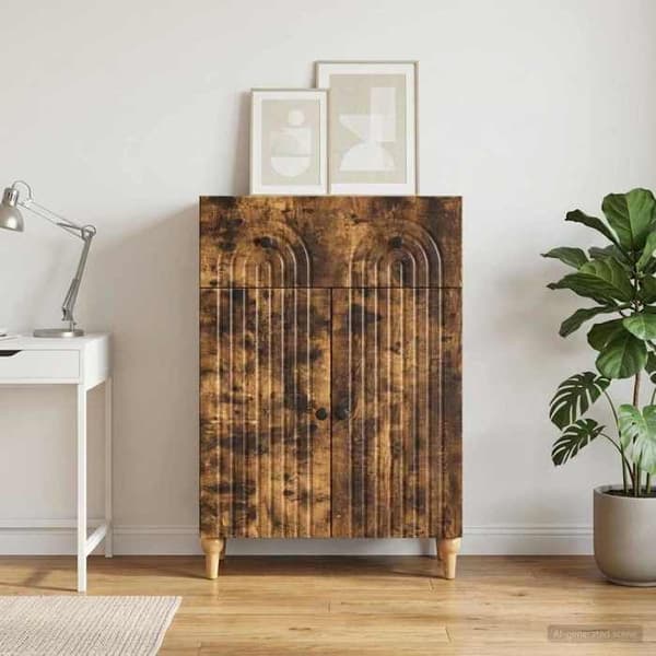 Maison Exclusive - Buffé Ek rökt 66 x 34,5 x 90 cm Ingenjörsträ