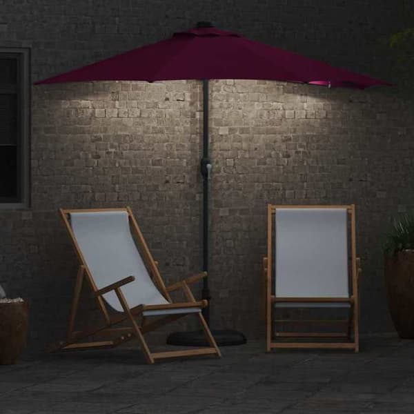 Hav parasol - MAISON EXCLUSIVE - Bordeaux - 294×150×223 cm - Polyester & stål - Solcelle LED Bordeaux