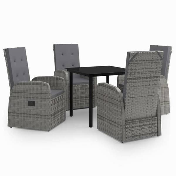 Maison Exclusive - Puutarhakalusteryhmä tyynyillä 5 kpl Harmaa