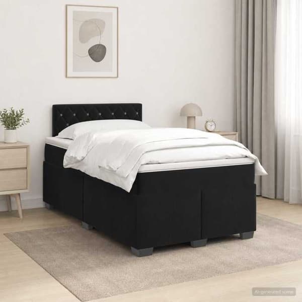Maison Exclusive - Boxspring seng med madras Sort 120 x 200 cm Velour