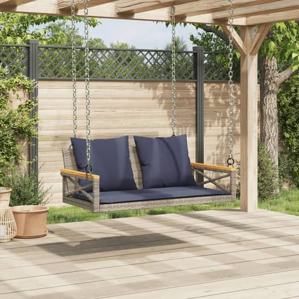 Maison Exclusive - Balanssoffa med grå kuddar 109x62x40 cm flätad resin