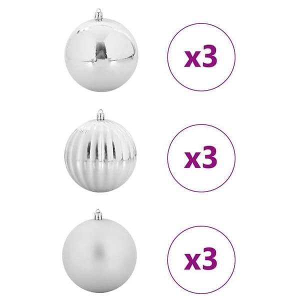 Maison Exclusive - Set med XL Julkulor 9 st Silver Diam. 15 cm Silver