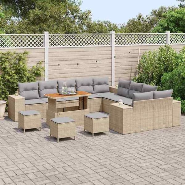 Maison Exclusive - 14 osan puutarhakalustesarja Beige ja Vaaleanharmaa