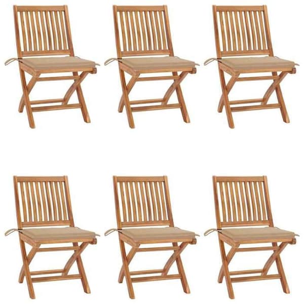 Maison Exclusive - Fällbara trädgårdsstolar med kuddar, set om 6, Teakträ