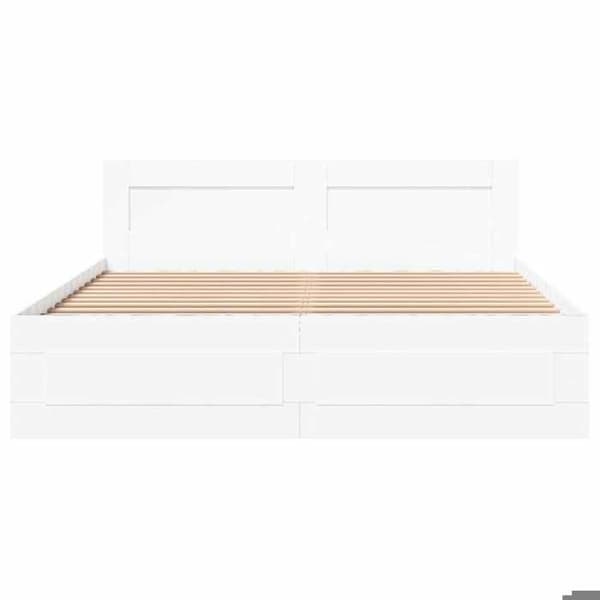 Maison Exclusive - Sängram med låda Vit 150 x 200 cm Ingenjörsträ