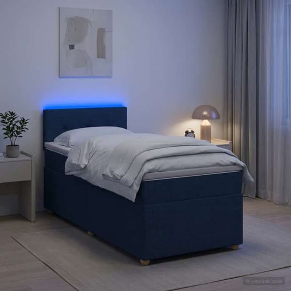 Maison Exclusive - Boxspring-sänky sinisellä patjalla 90 x 200 cm Kangas