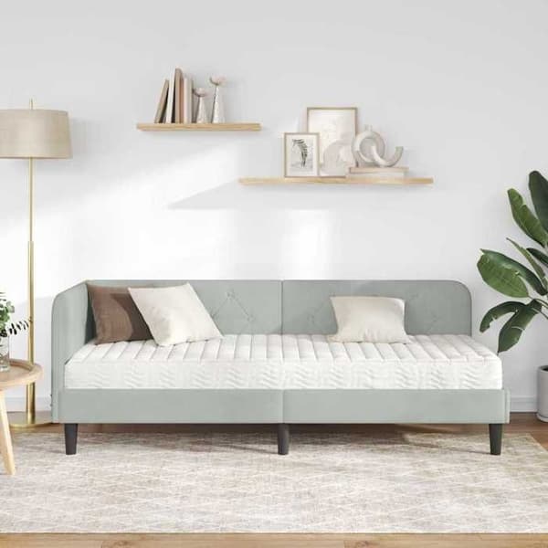 Maison Exclusive - Ljust grått hörnsängram 80 x 200 cm Sammet