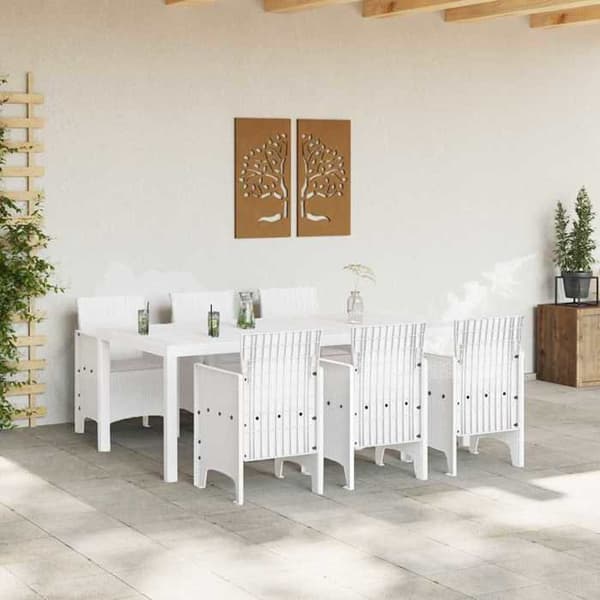 Trädgårdsmöbelset - EXKLUSIVT HUS - 7 delar - Polypropen - Väderbeständig - Vit Vit