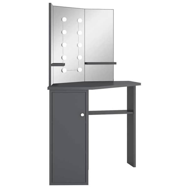 Maison Exclusive - Kulmakeittiö peili LED-valolla Harmaa 111x54x141,5 cm