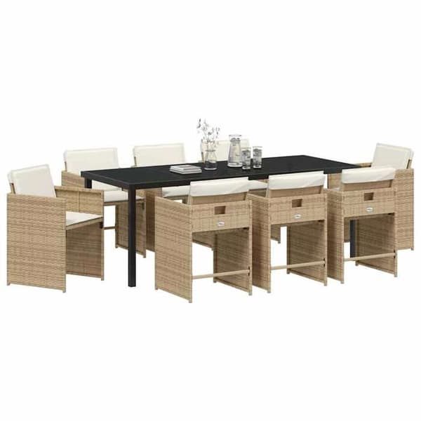 Maison Exclusive - 9 pc spisestue sæt til haven i beige polyrotin beige