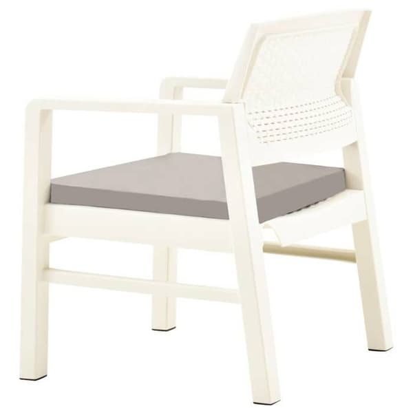 Havemøbel sæt - MAISON EXCLUSIVE - 3 stk - Plastisk harpiks - Hvid - Polyester puder Vit