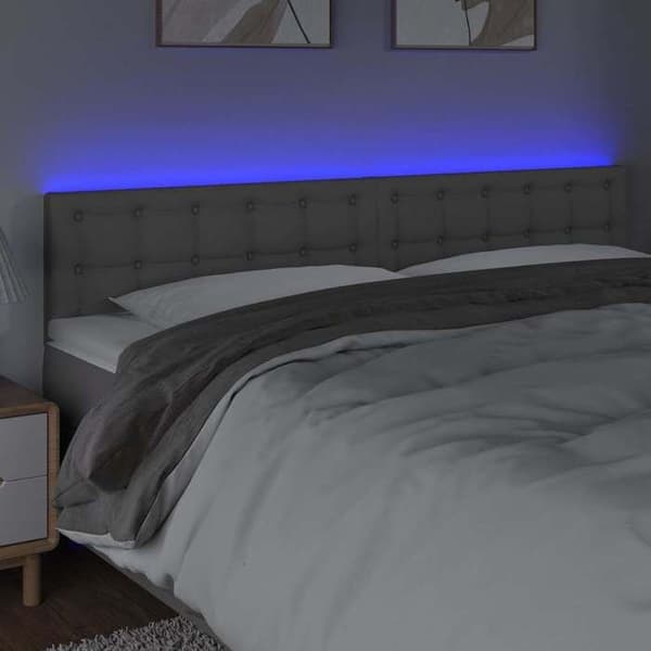 Maison Exclusive - LED Hovedgærde Grå 200x5x78/88 cm Syntetisk Læder Grå