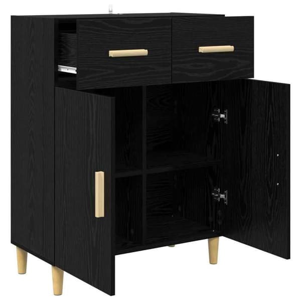 Maison Exclusive - Buffet Sort egetræ 34 x 69,5 x 89 cm Ingeniørtræ svart ek