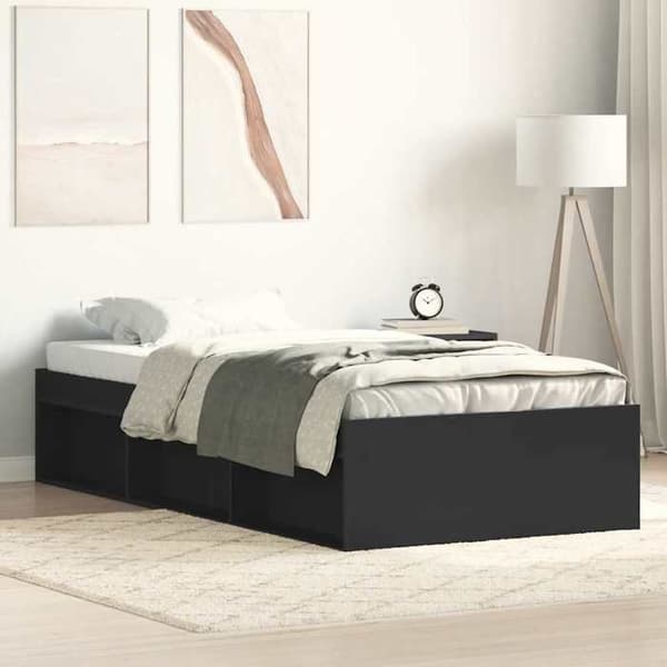 Sengestel - EKSKLUSIV HUS - 90x200 cm - Sort - 6 rum - Lamelseng Svart